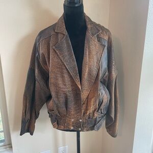 Vintage brown leather aviator jacket